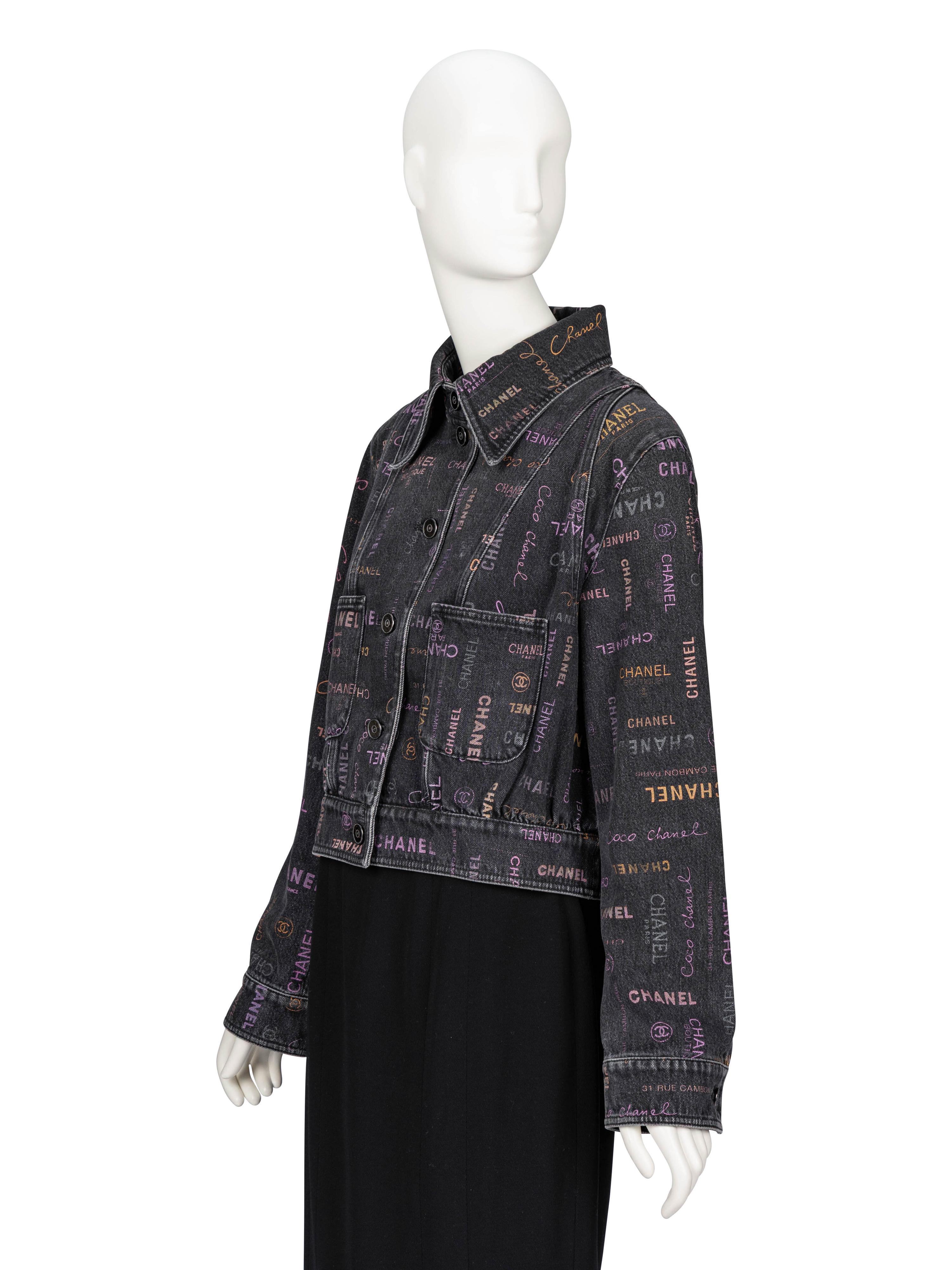 Chanel, Logo-Print Denim Jacket