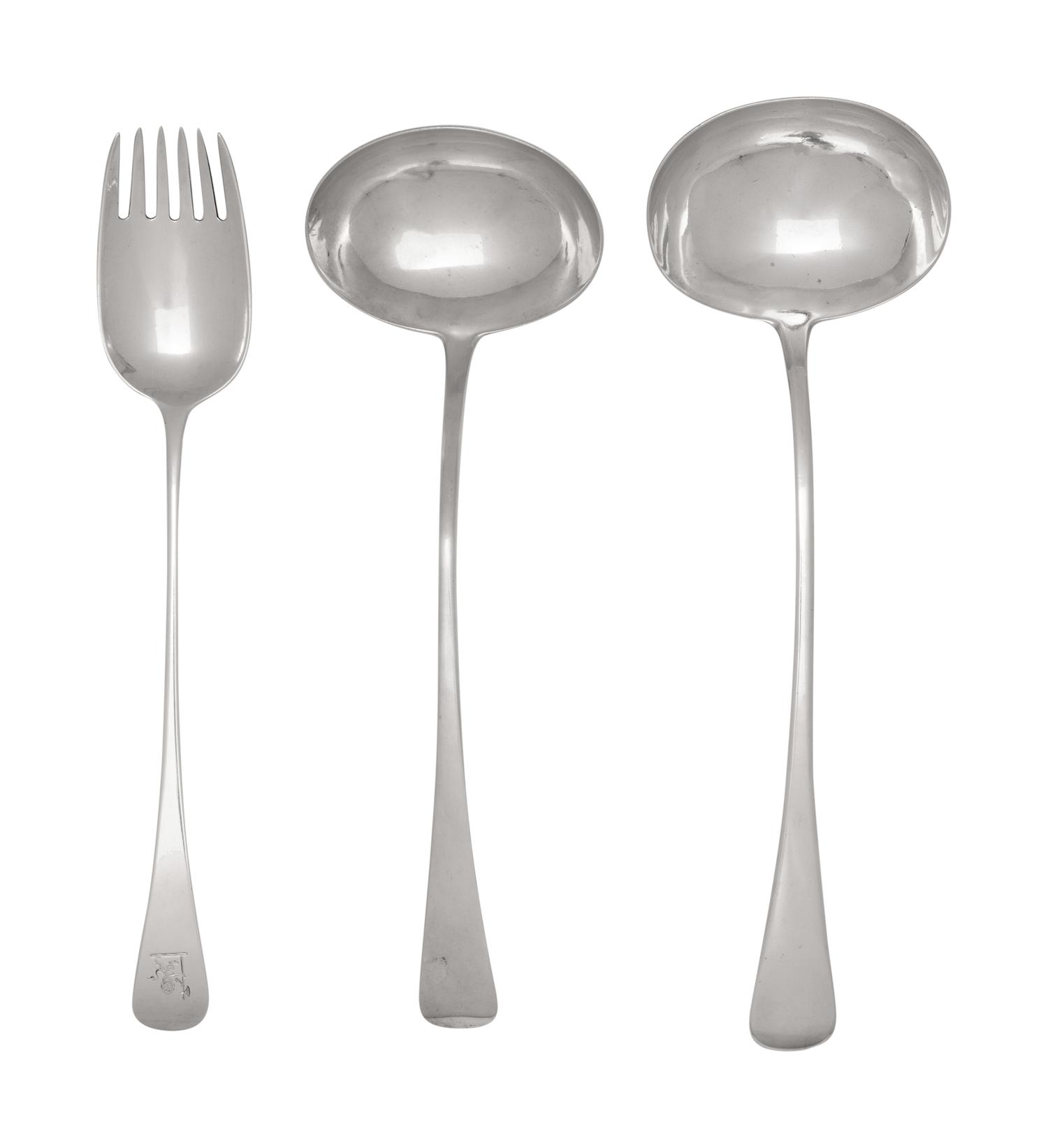 A Group of Three George III Silver Flatware Serving Items