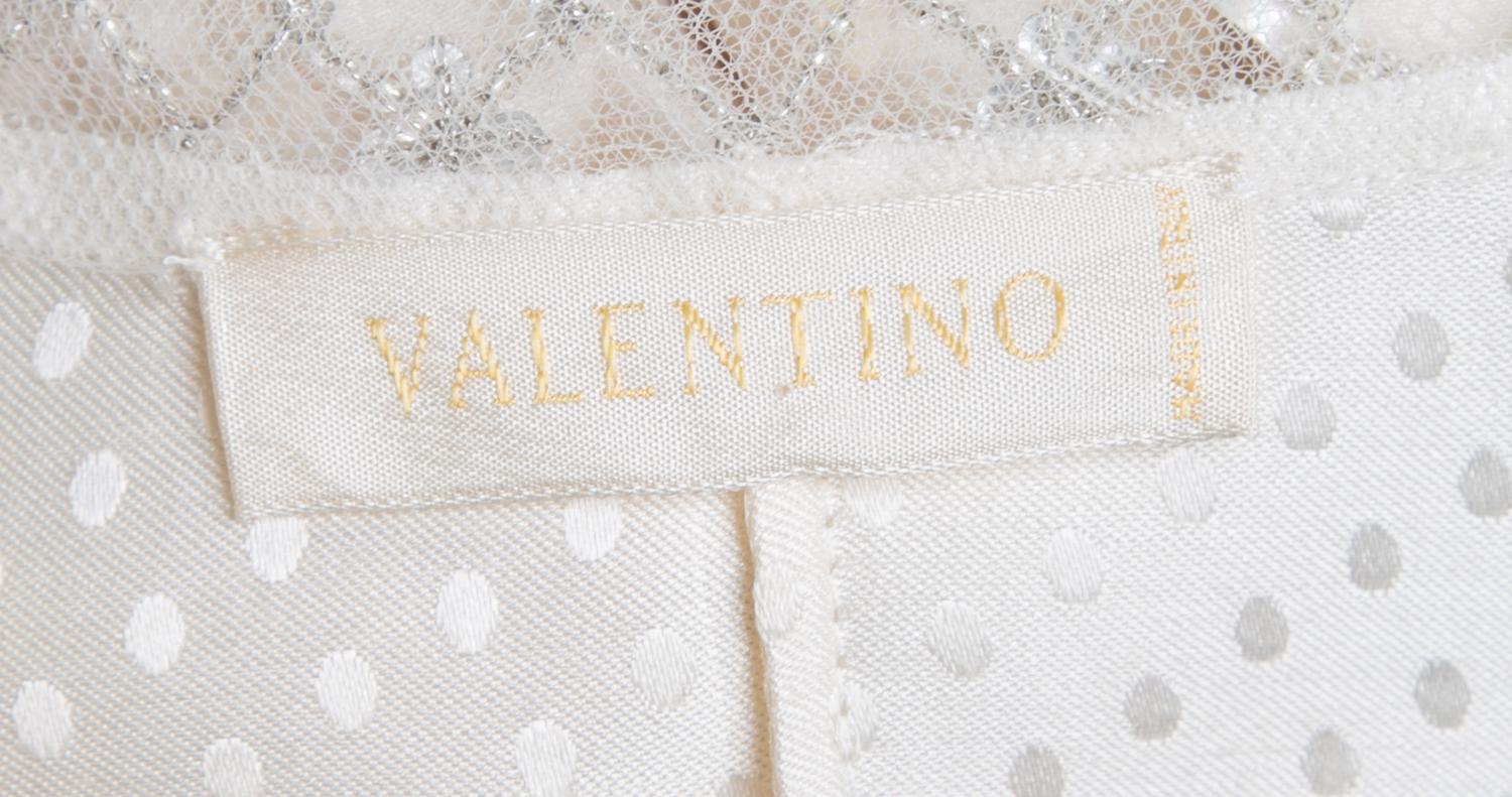 A Valentino Cream Silk Embellished Blouse, Size 10.