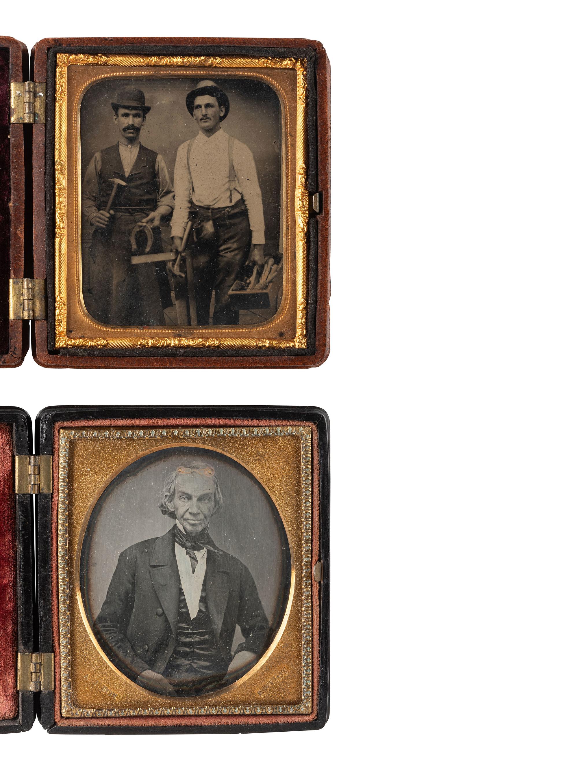 [EARLY PHOTOGRAPHY]. 9 cased images featuring interesting subjects, all housed in Union cases.