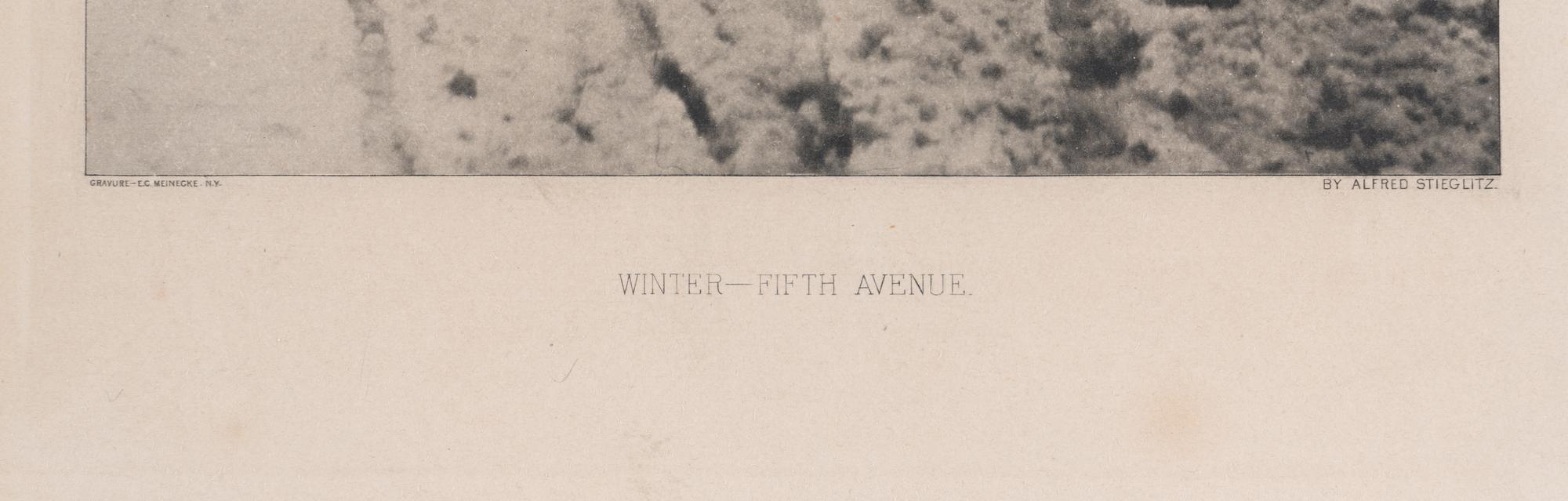 Alfred Stieglitz (1864-1964) Winter, Fifth Avenue, 1893, from "Photographic Times" 1896