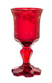 A Bohemian Etched Glass Pokal Height 8 3/4 inches. — 19TH CENTURY