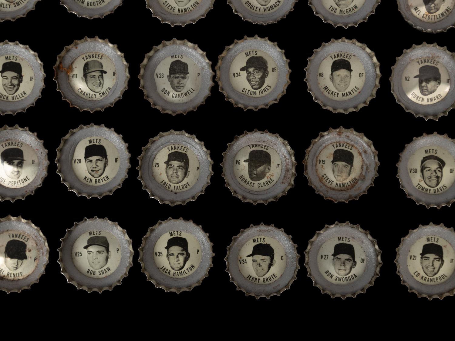 A Group of 41 1968 New York Yankees and New York Mets Coke Bottle Caps (Including Mickey Mantle),