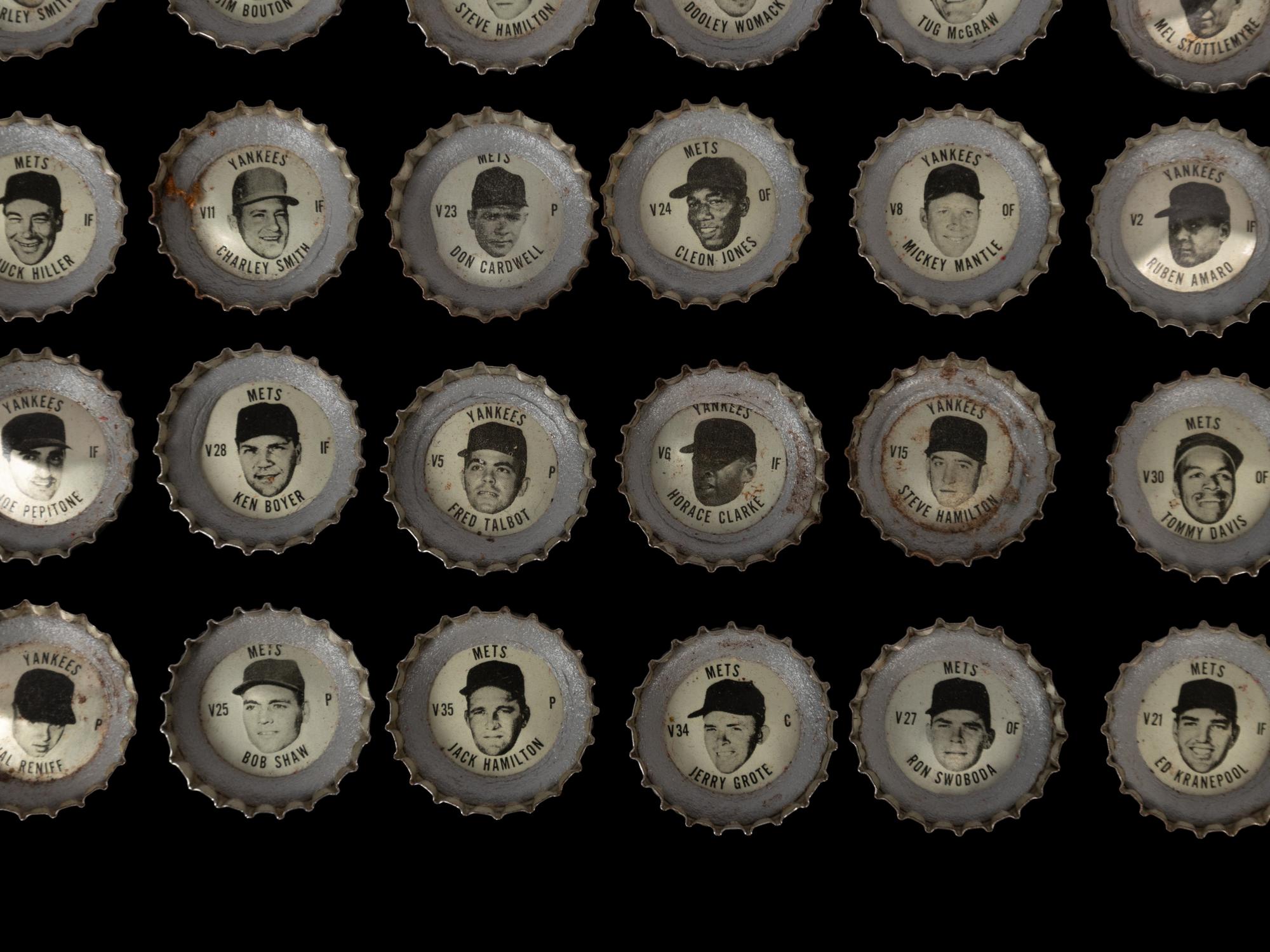 A Group of 41 1968 New York Yankees and New York Mets Coke Bottle Caps (Including Mickey Mantle),