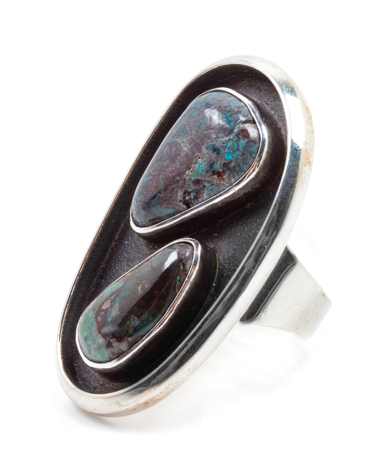 Southwestern Silver and Bisbee Turquoise Ring