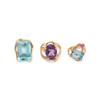 COLLECTION OF MODERNIST YELLOW GOLD AND GEMSTONE RINGS
