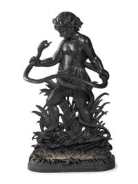 A Cast Iron Putto and Serpent Umbrella Stand