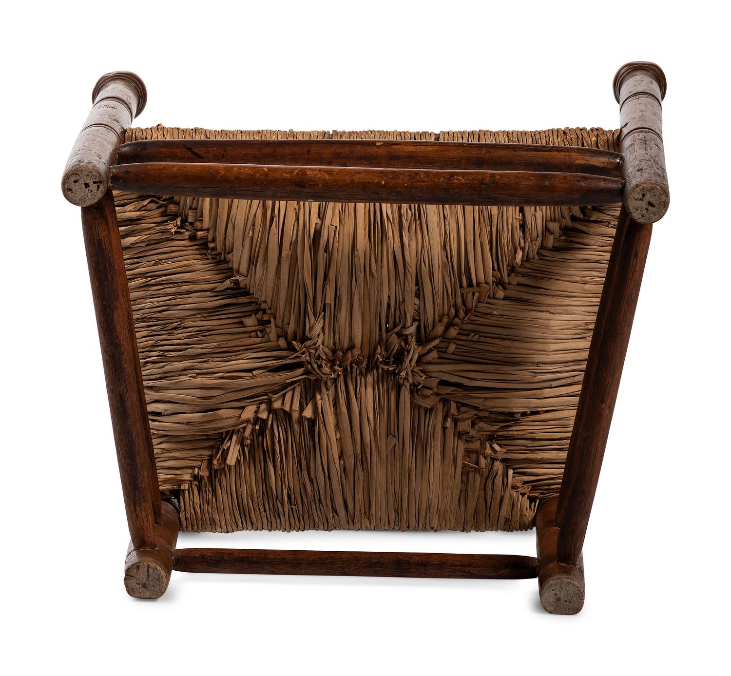 A Pilgrim Century Slat-Back Rush-Seat Armchair