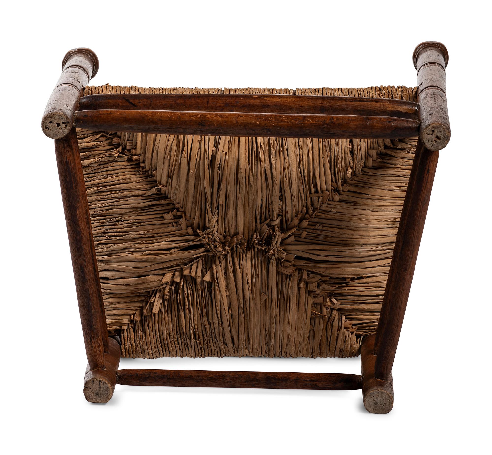 A Pilgrim Century Slat-Back Rush-Seat Armchair