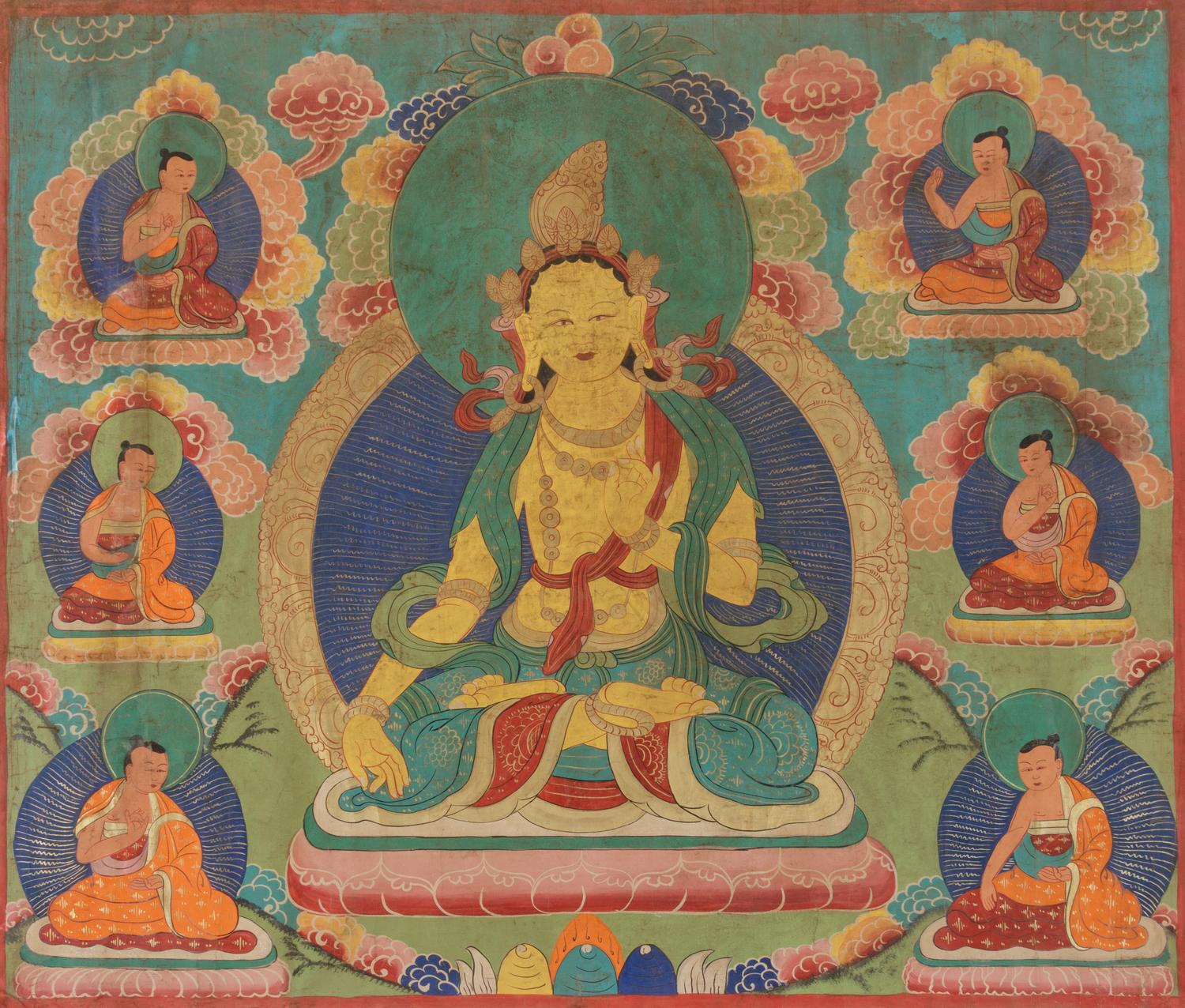 A Large Tibetan Thangka Depicting Green Tara
