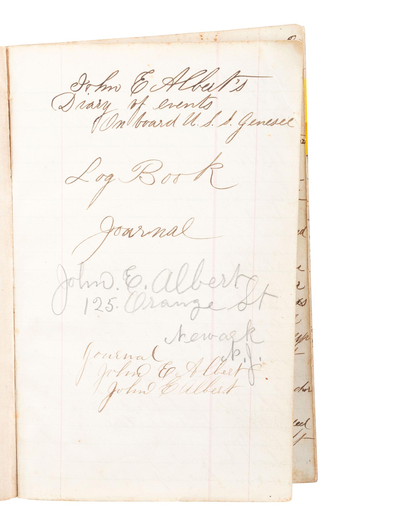 [CIVIL WAR - NAVY.] ALBERT, John E. manuscript diary. 1 September 1862-12 May 1868.