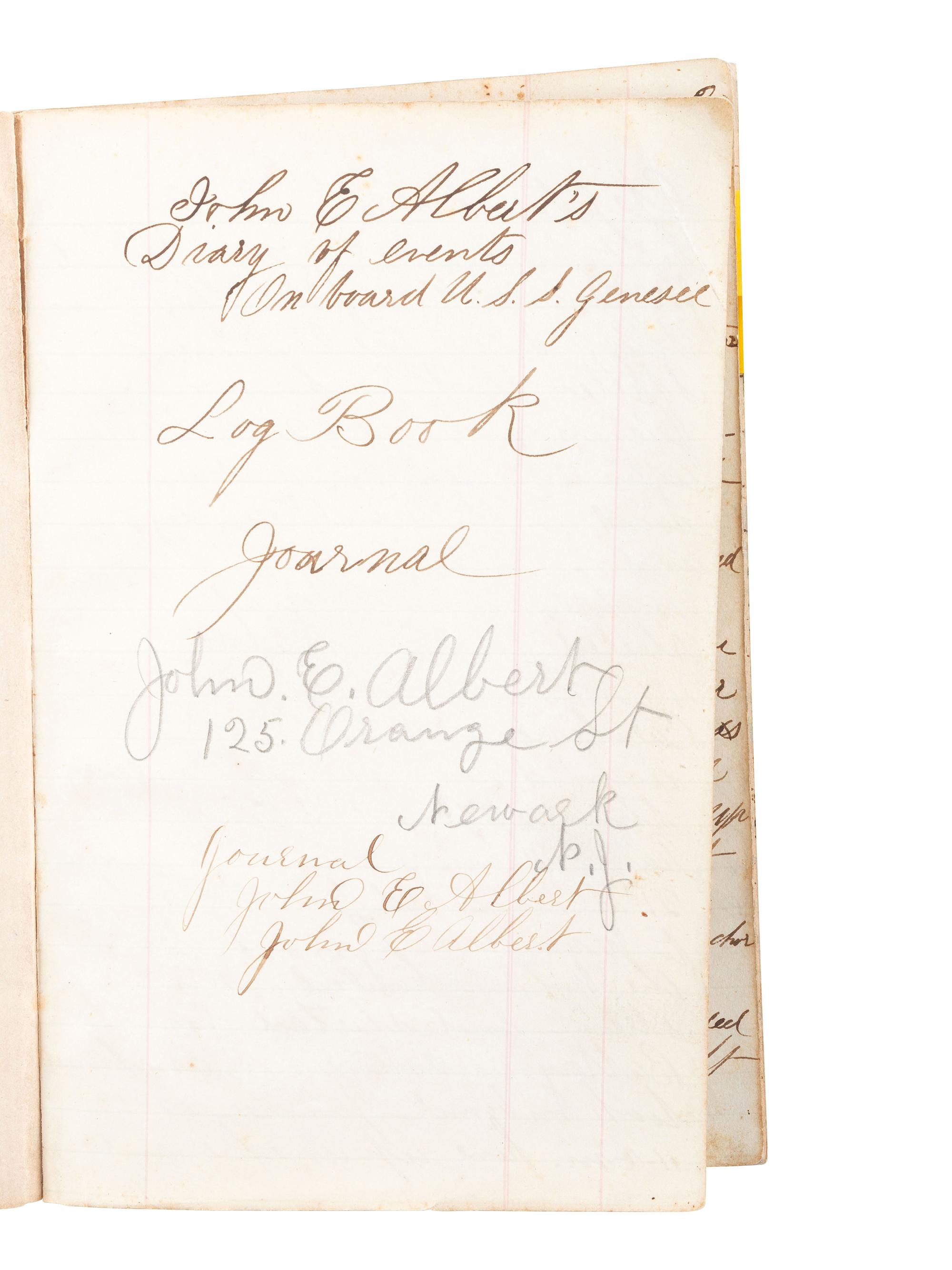 [CIVIL WAR - NAVY.] ALBERT, John E. manuscript diary. 1 September 1862-12 May 1868.