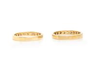 PAIR OF YELLOW GOLD AND DIAMOND BANDS