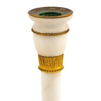 A Pair of Directoire Gilt Bronze and White Marble Candlesticks