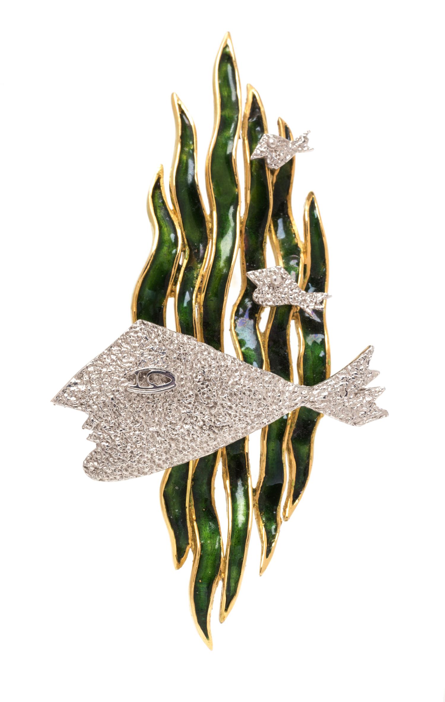 An 18 Karat Bicolor Gold and Enamel 'Hebe' Brooch, Georges Braque, Circa 1962, 16.40 dwts.
