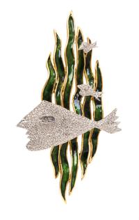 An 18 Karat Bicolor Gold and Enamel 'Hebe' Brooch, Georges Braque, Circa 1962, 16.40 dwts.