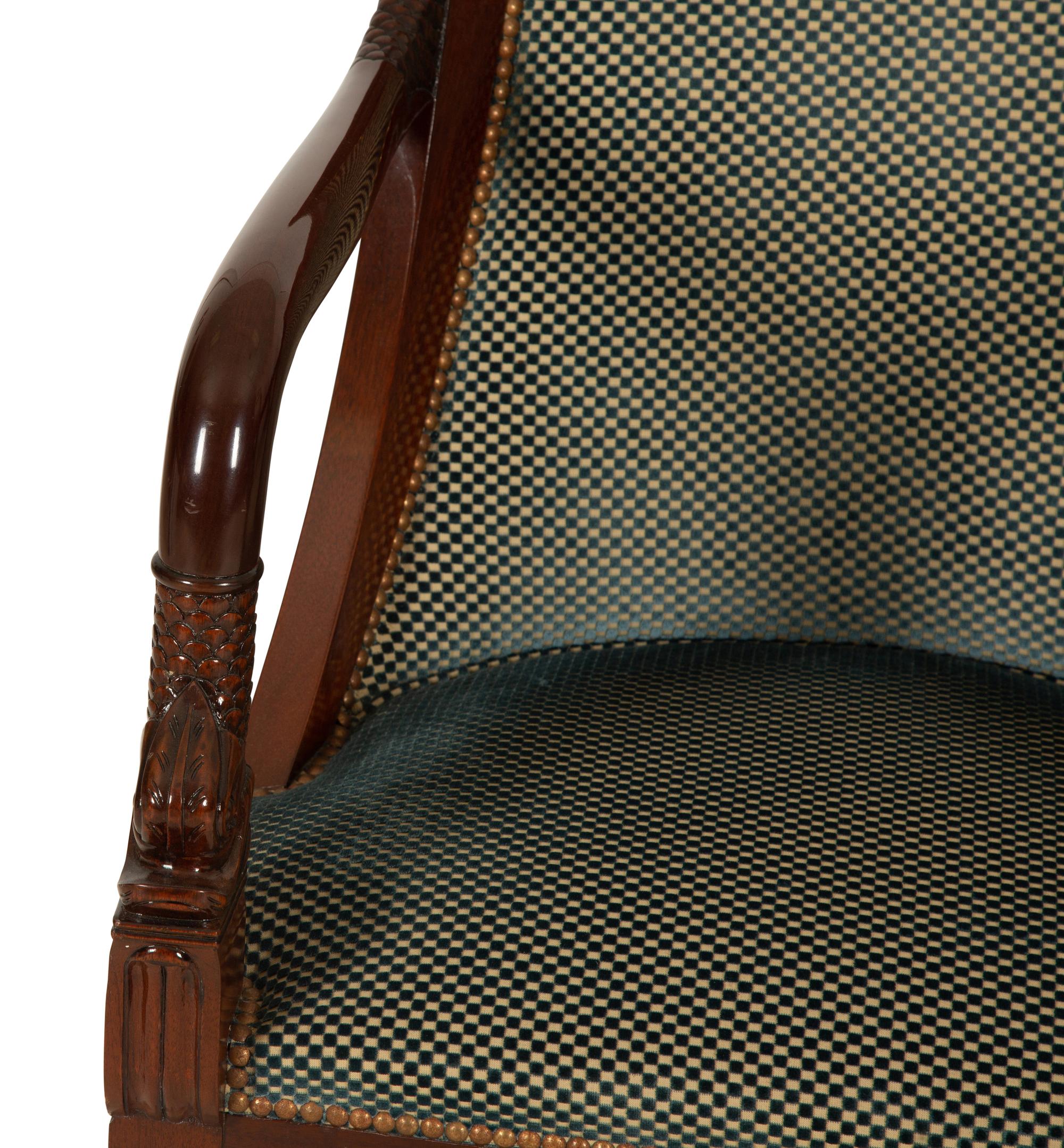 A Regency Style Carved Mahogany Armchair