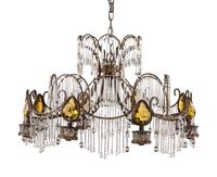 A French Mixed Metal and Cut Glass Nine-Light Chandelier