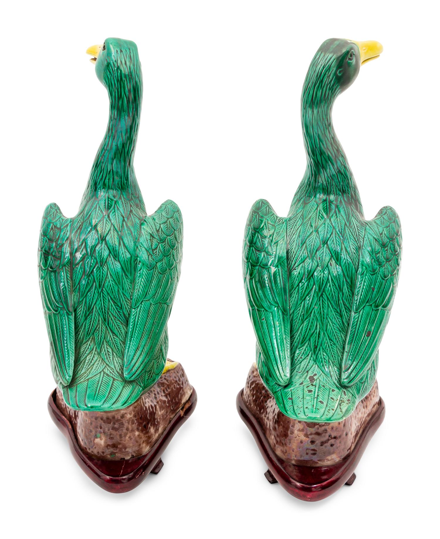 A Pair of Chinese Porcelain Ducks