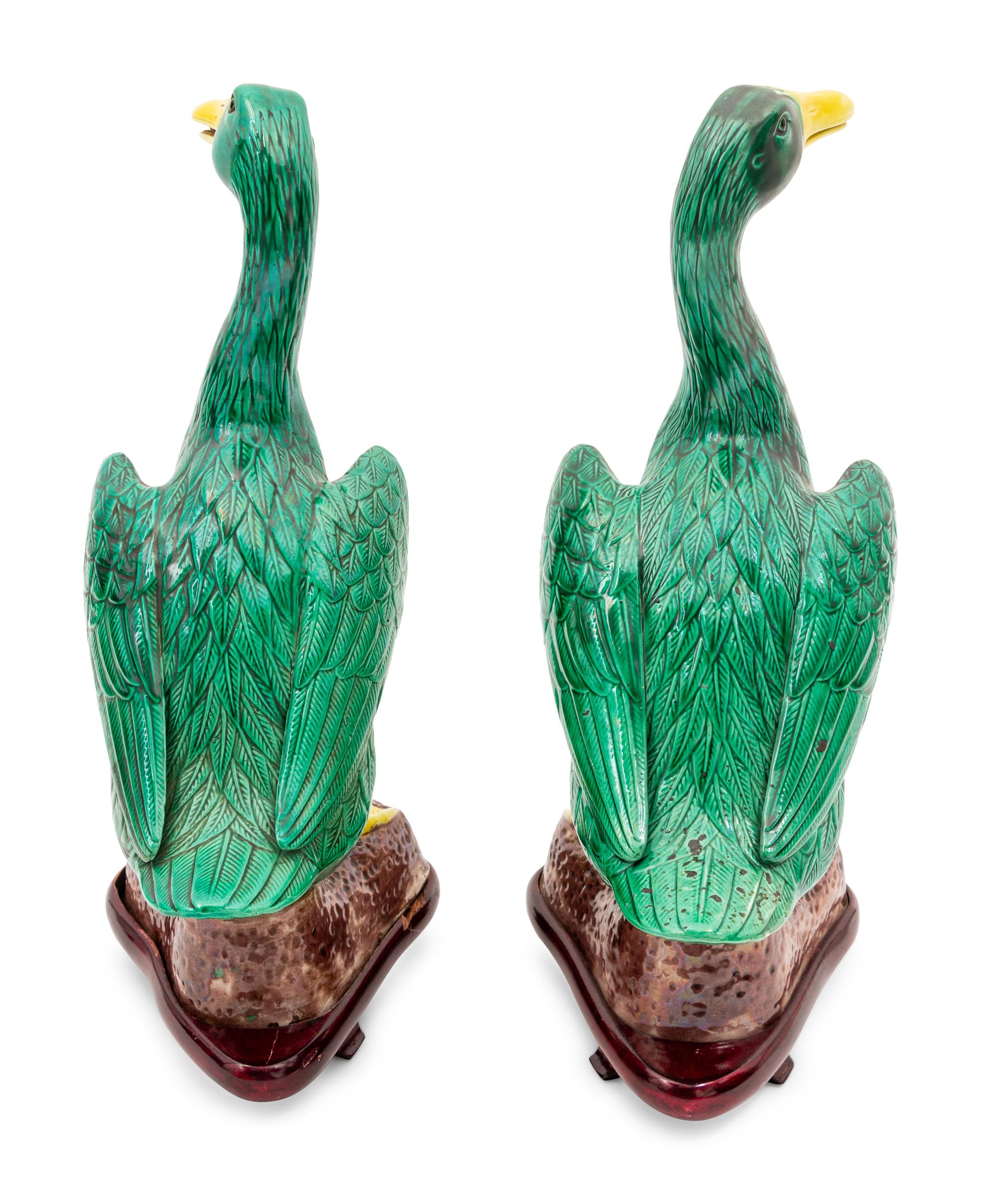 A Pair of Chinese Porcelain Ducks