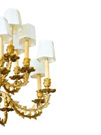 A Louis XV Style Gilt Bronze Sixteen-Light Chandelier