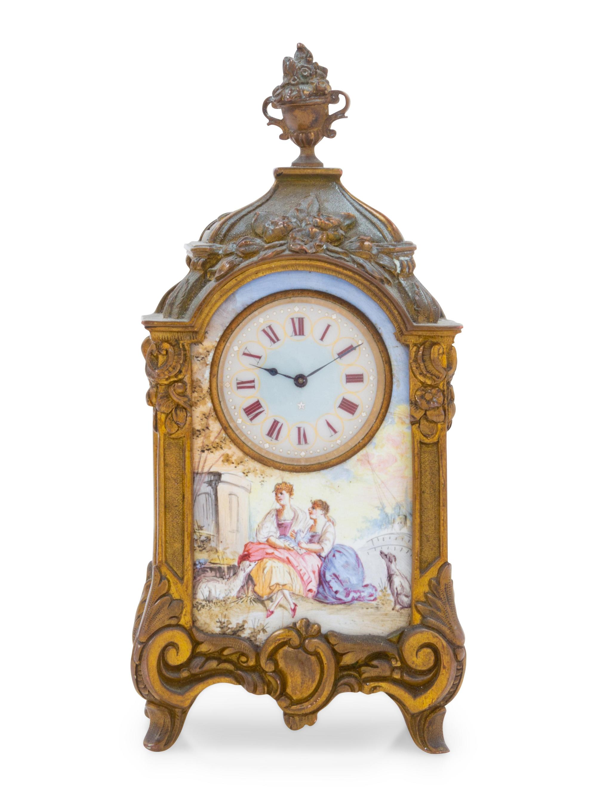 An Austrian Enameled Miniature Clock