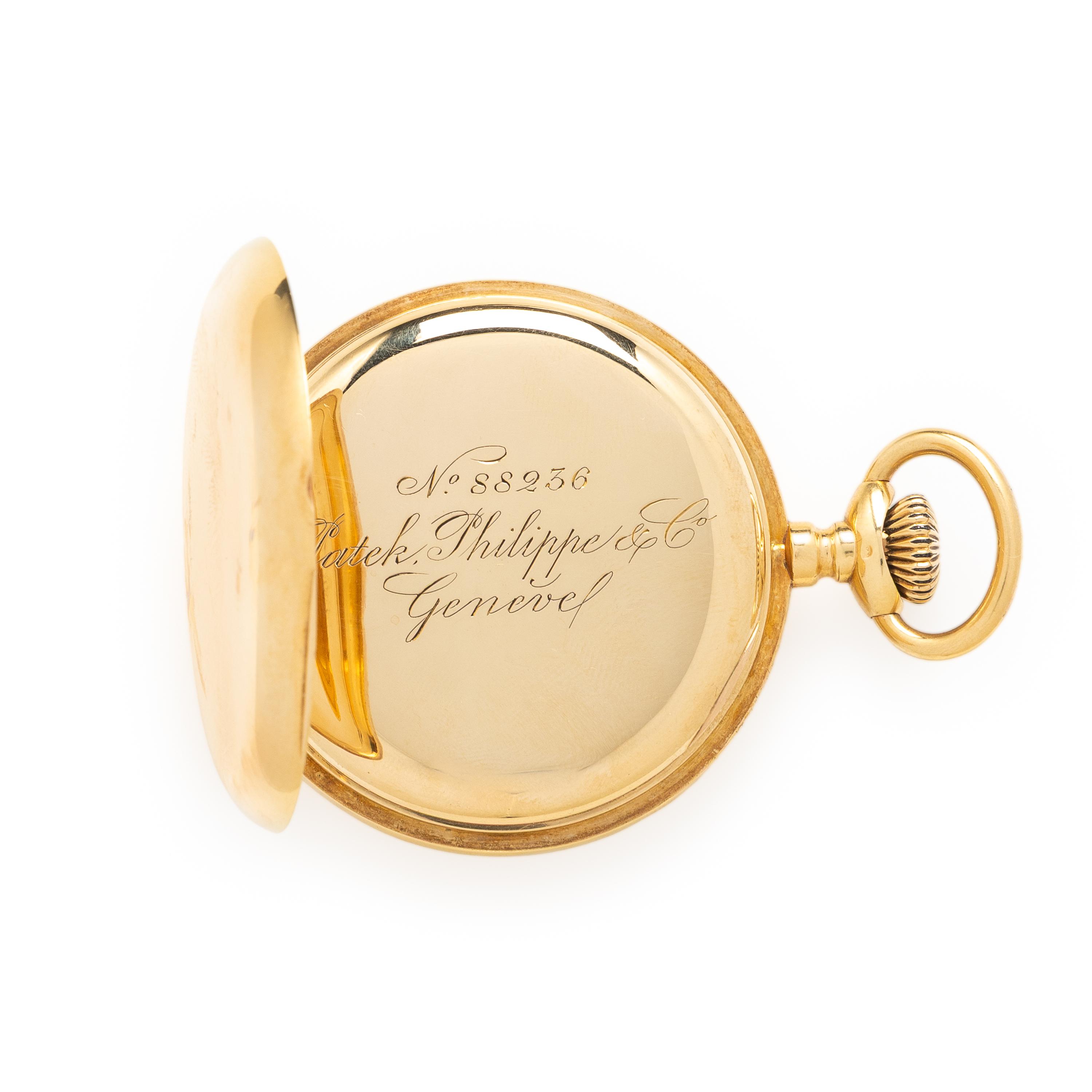 Patek Philippe, 18K Yellow Gold Hunter Case Pocket Watch, with Copy of Extract from the Archives, Circa 1890