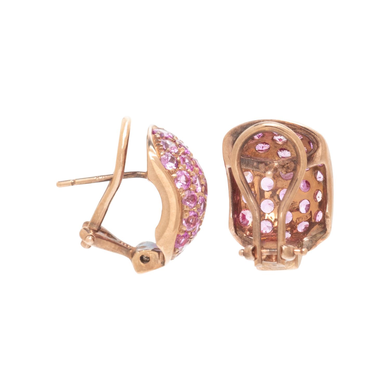 ROSE GOLD AND SYNTHETIC PINK SAPPHIRE EARRINGS