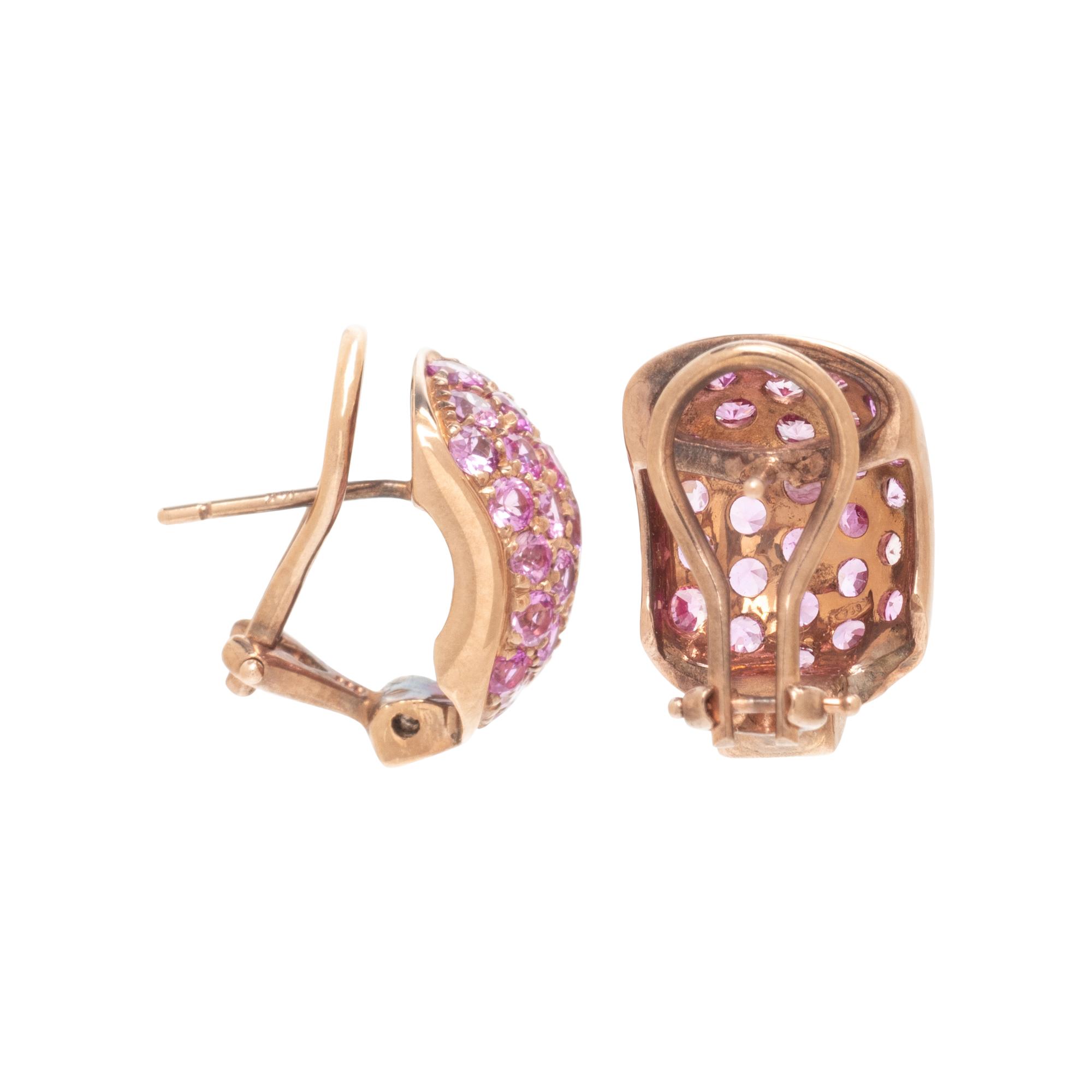 ROSE GOLD AND SYNTHETIC PINK SAPPHIRE EARRINGS