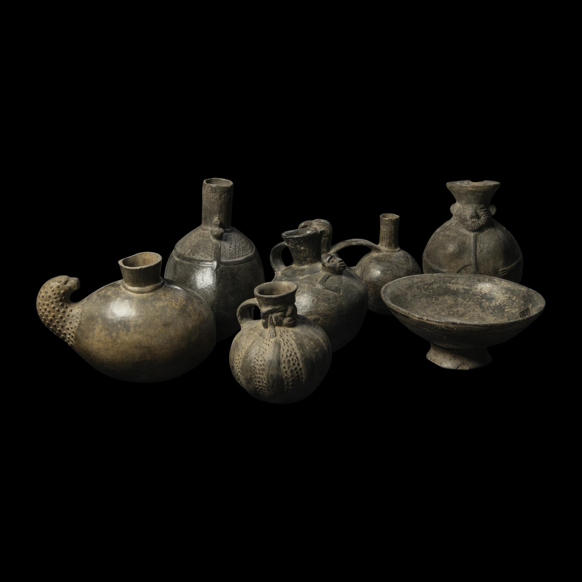 Seven Chimu Blackware Vessels