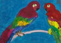 Walasse Ting (American/Chinese, 1929-2010) — Untitled (Parrots)