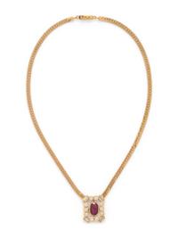 YELLOW GOLD, RUBY AND DIAMOND NECKLACE