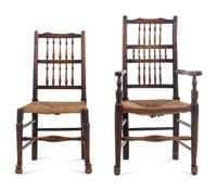Two George III Ash Lancashire Chairs
