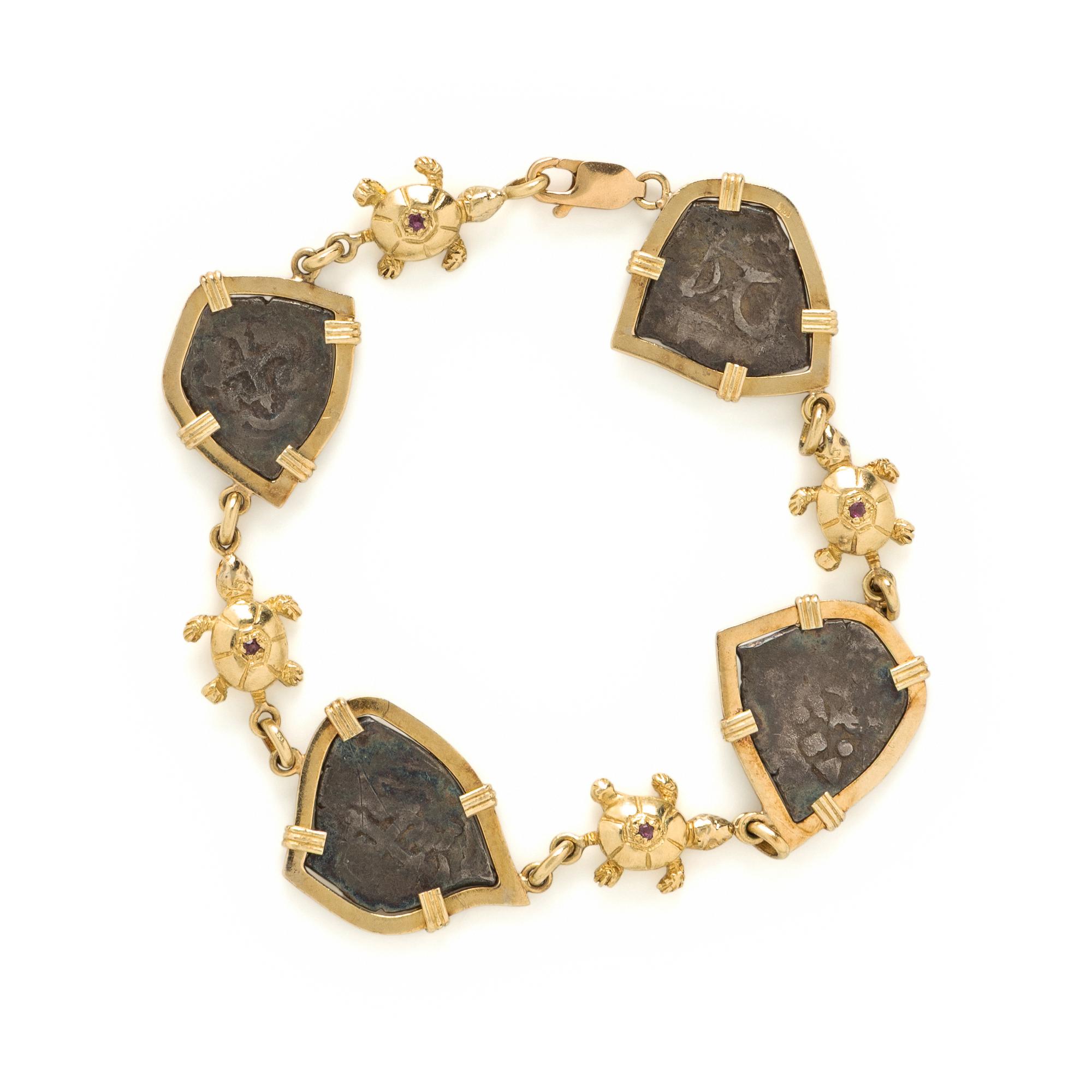 Atocha Coin, Ruby and Yellow Gold Bracelet