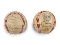 A Group of Two 1950 New York Giants Team Signed Autograph Baseballs