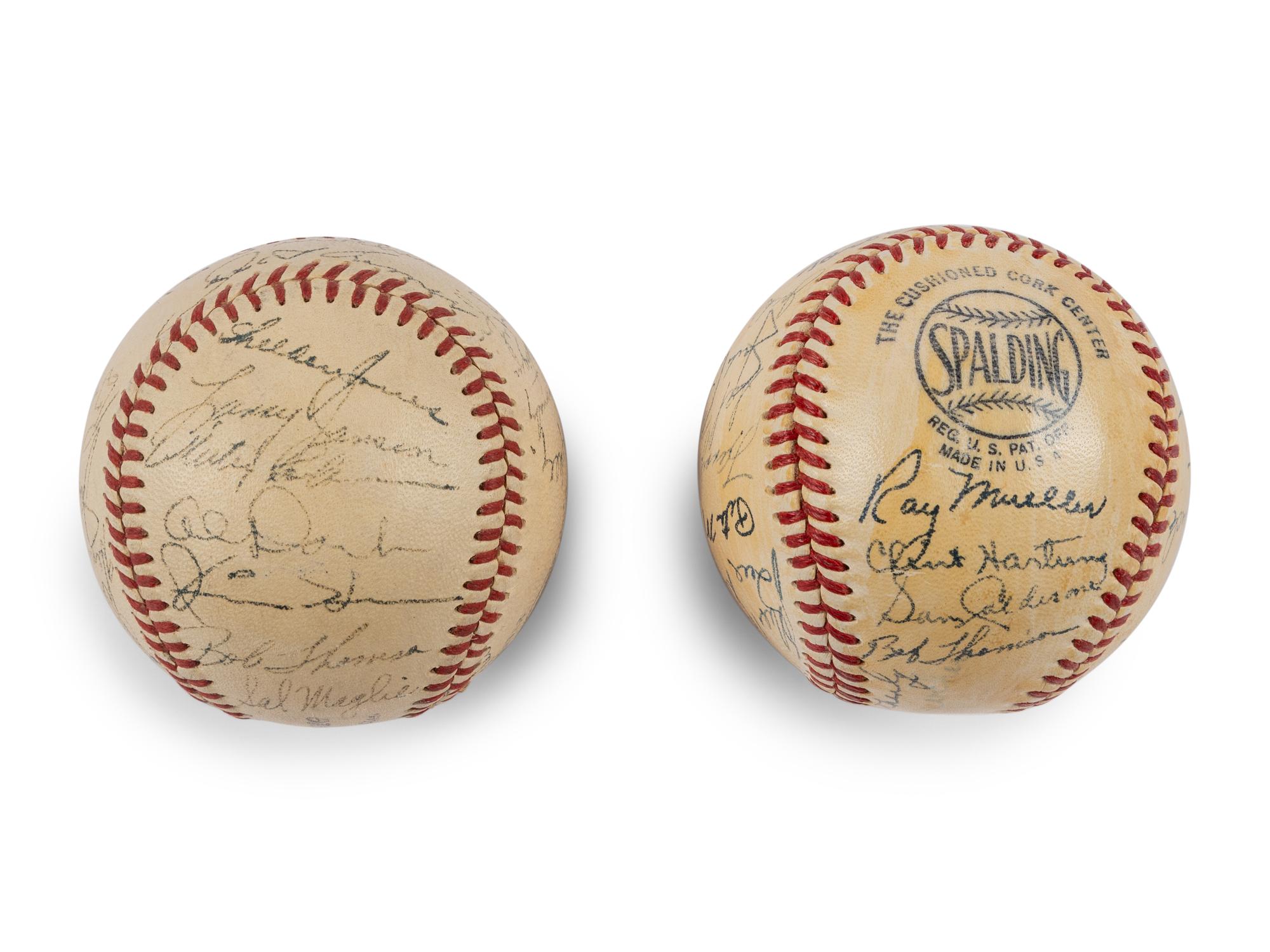 A Group of Two 1950 New York Giants Team Signed Autograph Baseballs