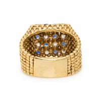 DIAMOND, SAPPHIRE, AND YELLOW GOLD RING