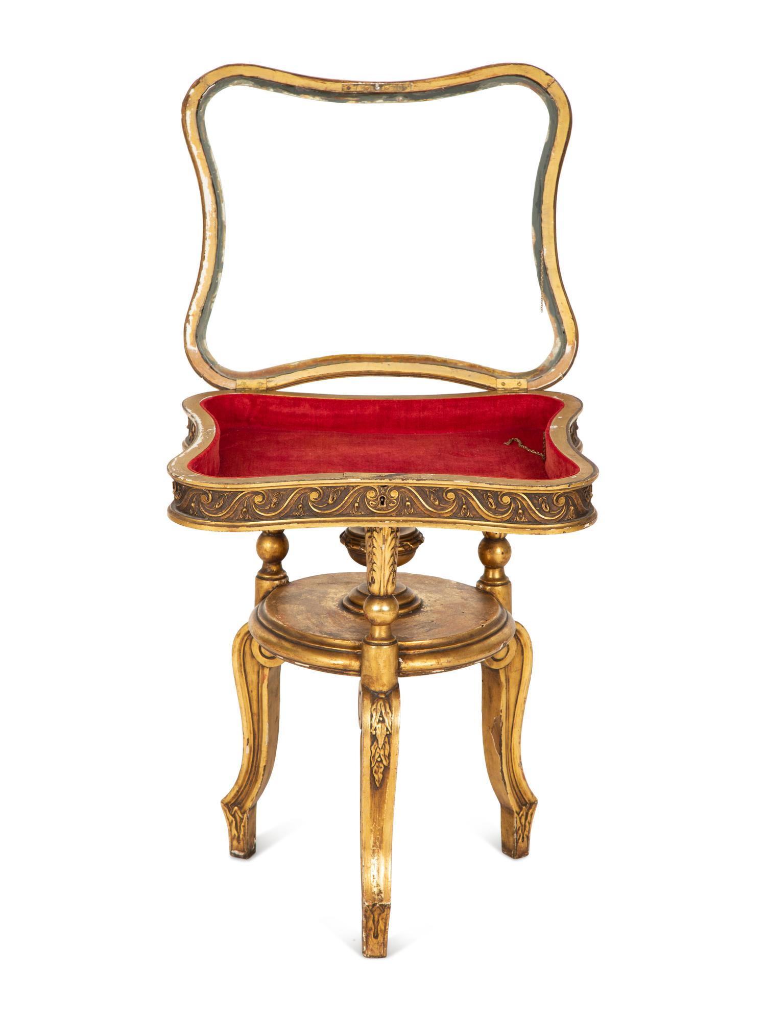 A Louis XV Style Giltwood Vitrine Table