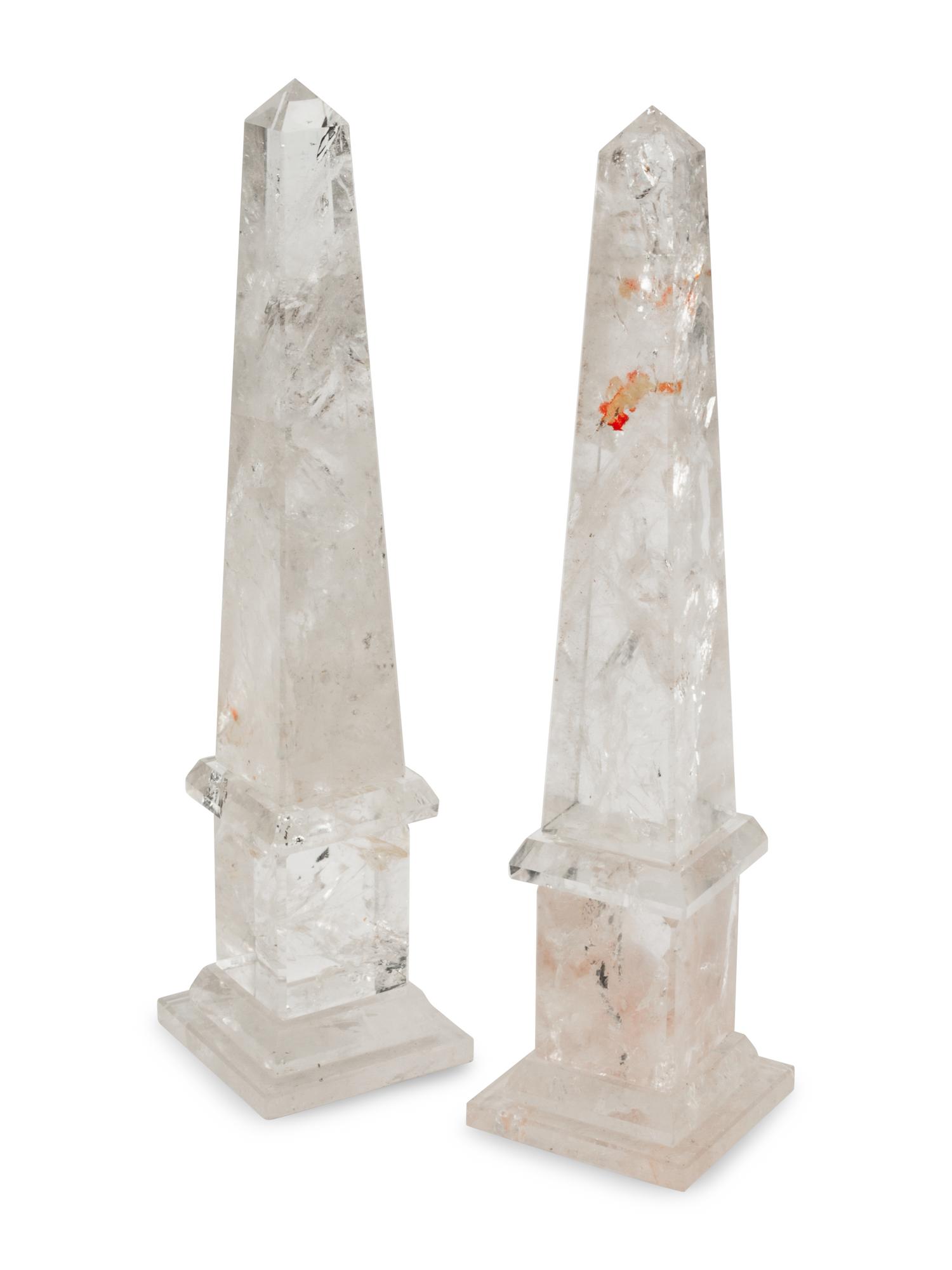 A Pair of Rock Crystal Obelisks