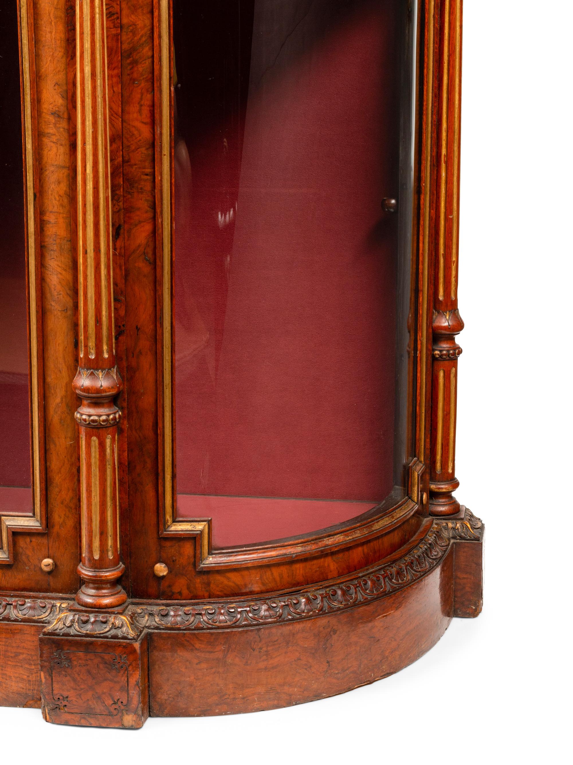 A Napoleon III Parcel Gilt Burlwood Lift-Top Vitrine Cabinet