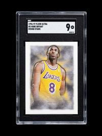 A 1996-97 Fleer Ultra Rising Stars Kobe Bryant Rookie Basketball Card No. 2 Blank Front (SGC 9 MINT)