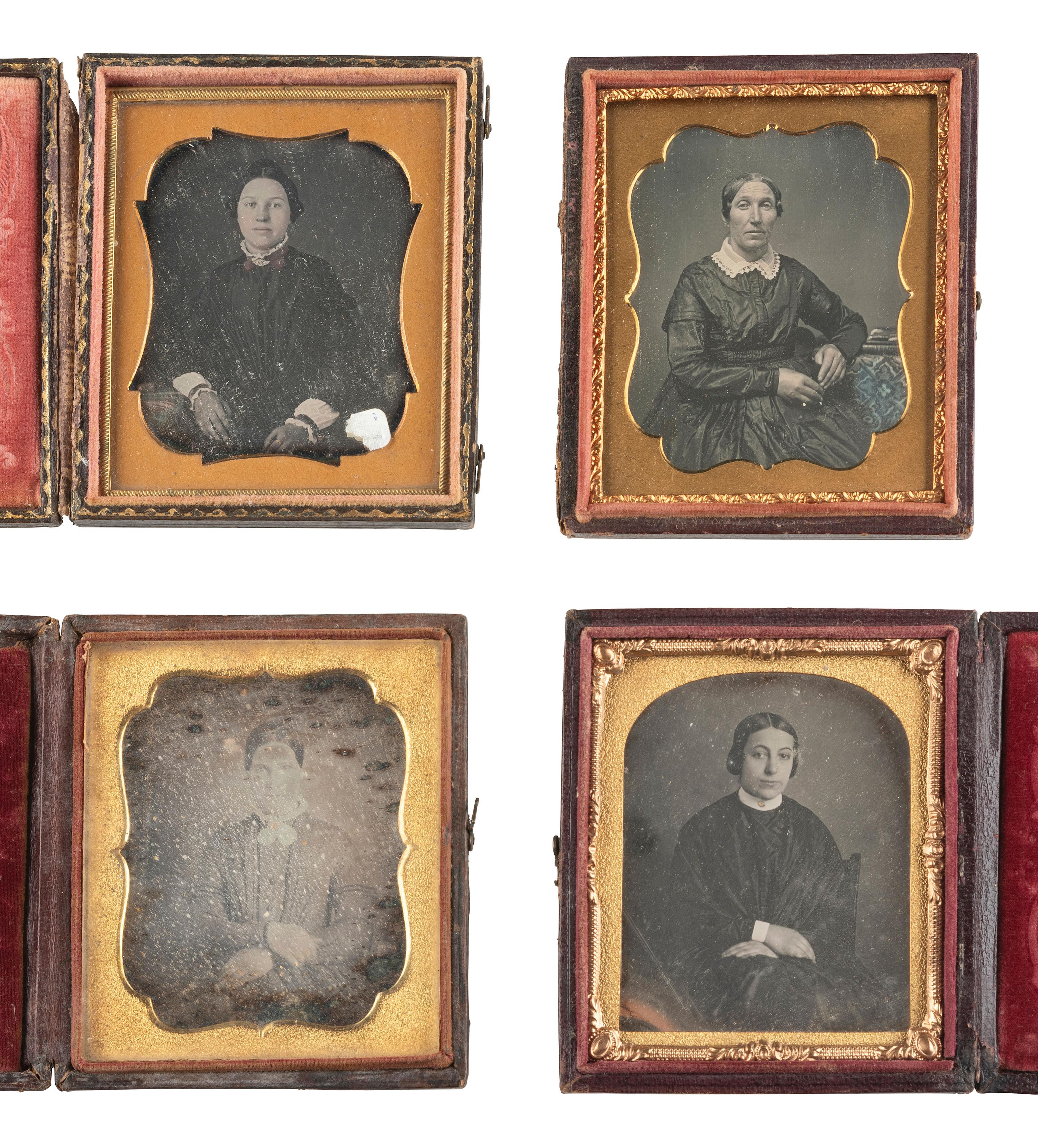 [EARLY PHOTOGRAPHY]. 26 daguerreotypes of women, incl. half plate example.