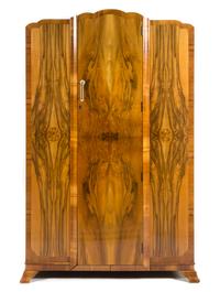 Art Deco, c.1930, a bedroom suite, comprising an armoire, cabinet and vanity/desk