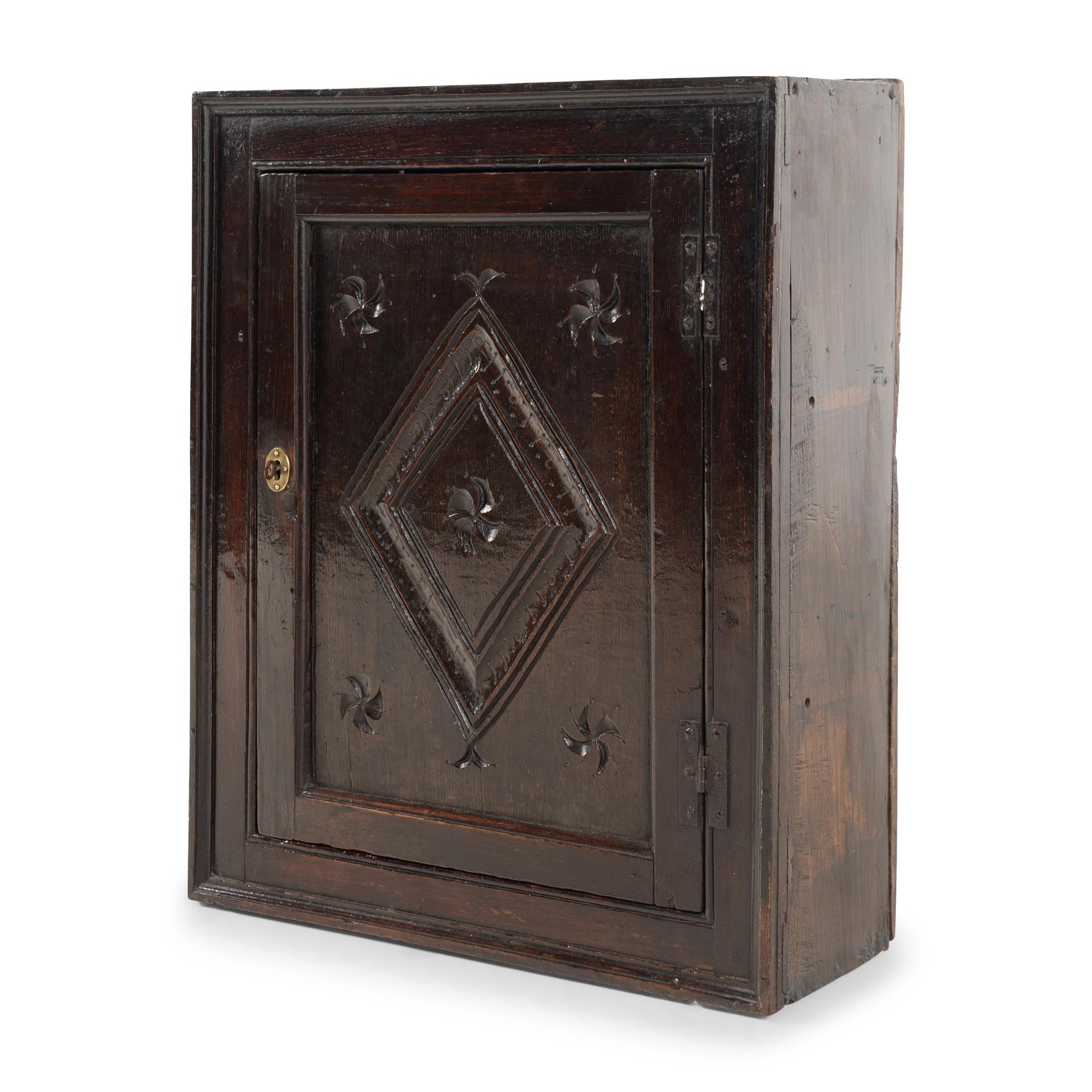 A Charles II Oak Hanging Cabinet