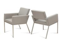 A Set of Six Brueton Apollo Leather and Stainless Steel Armchairs