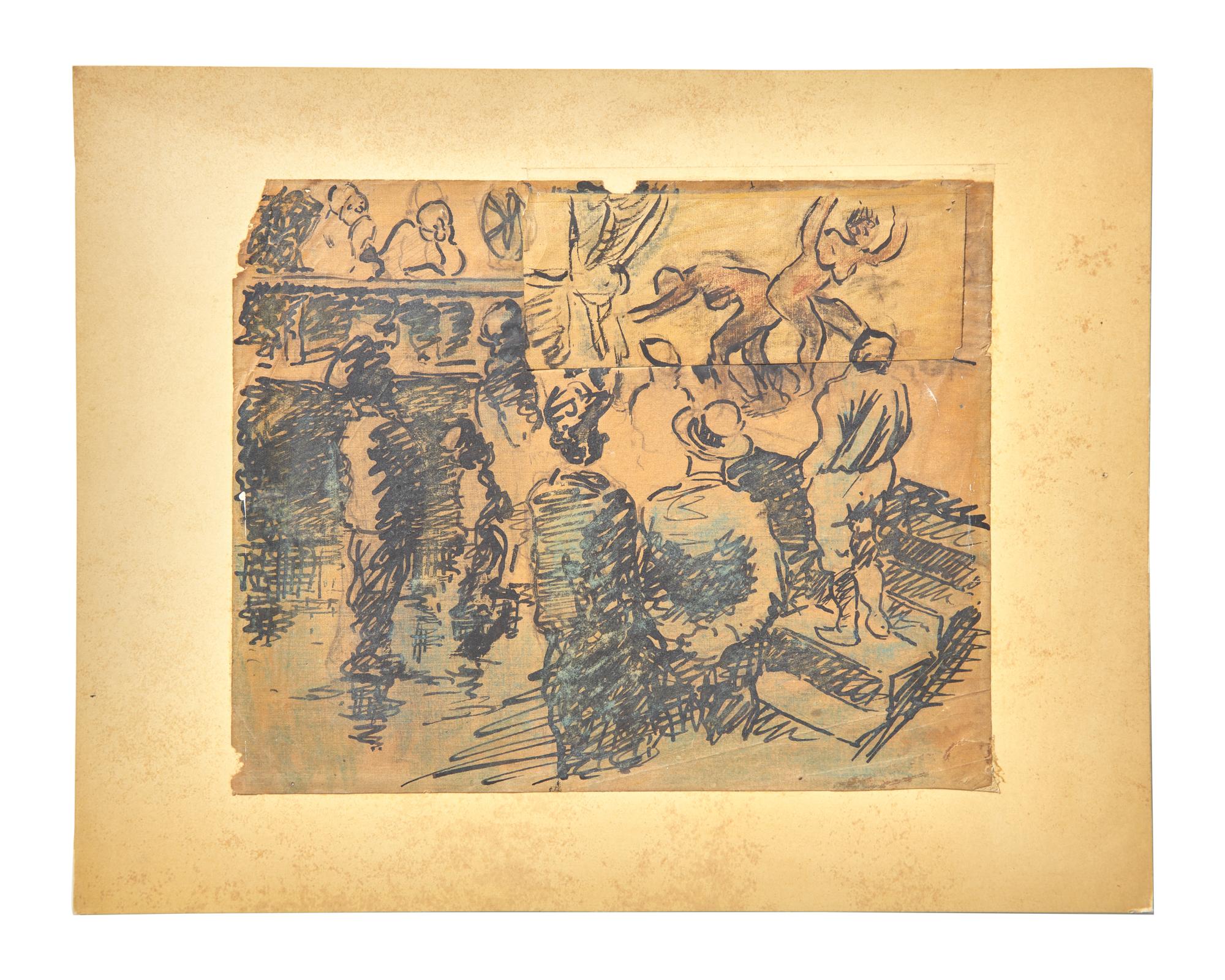 Two Works: The Artist and His Model; with Ballroom Couple (A Double-Sided Work); together with Cabaret , 1905 (2)