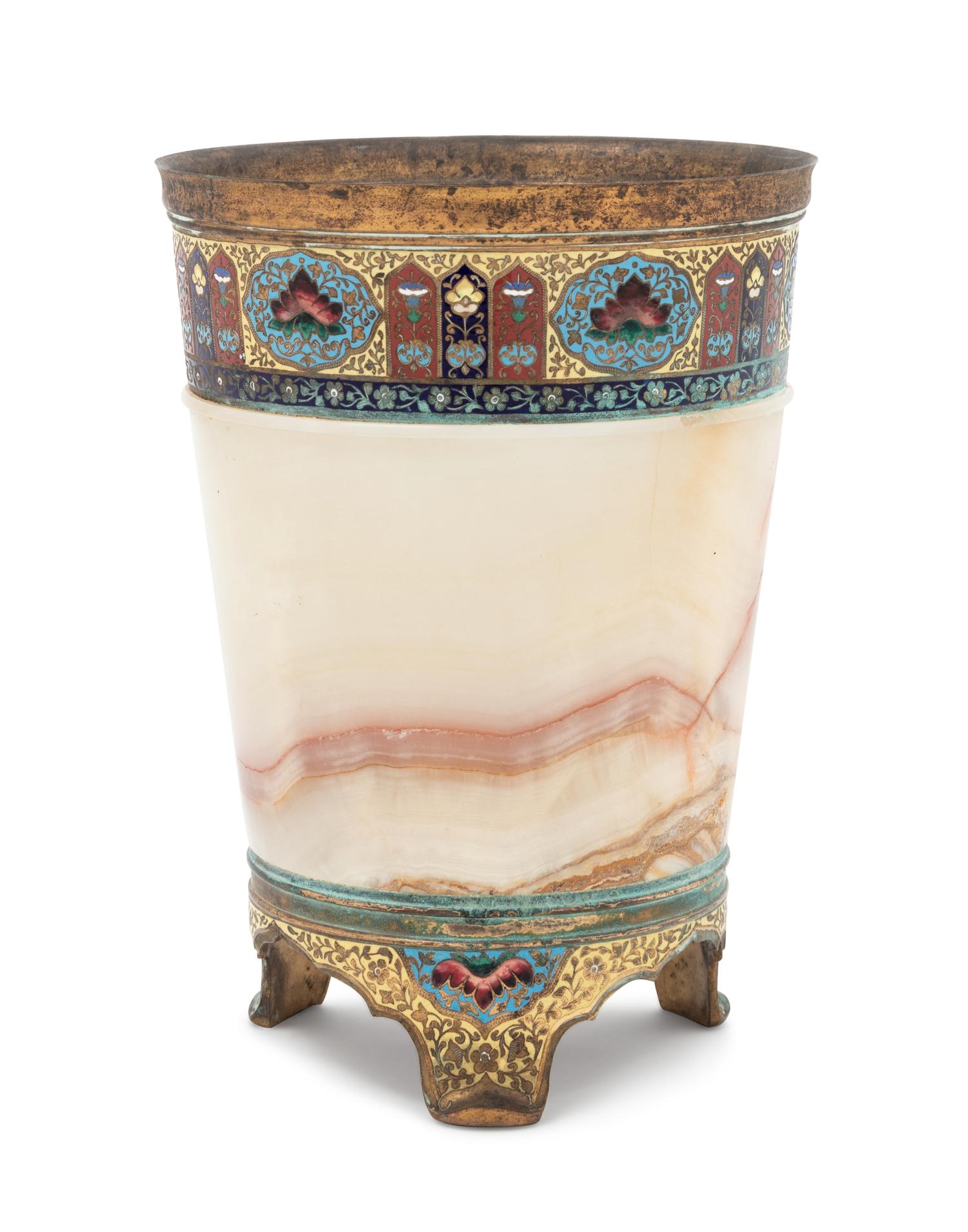 A Champlevé Mounted Onyx Jardinière