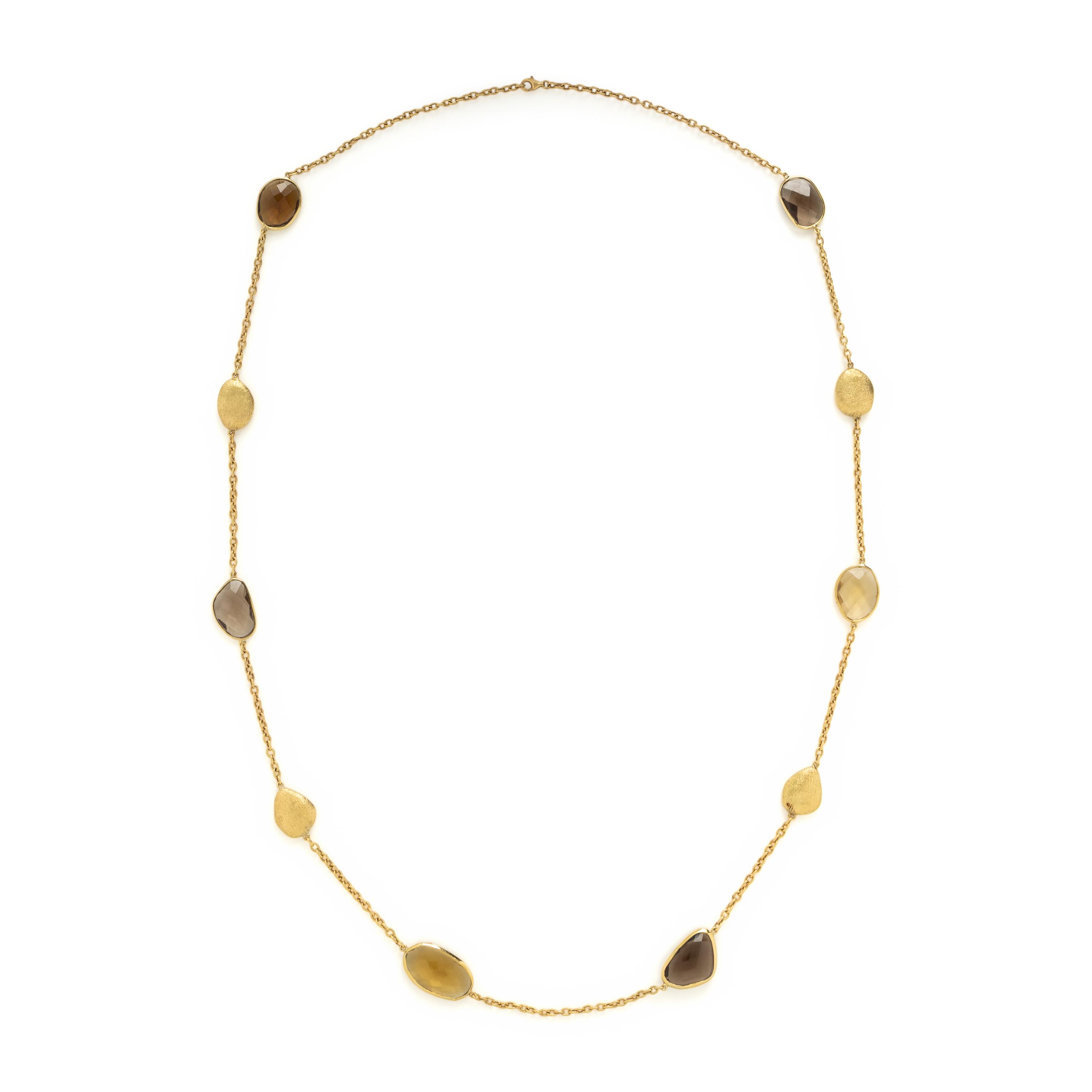 Yvel, Smoky Quartz and Yellow Gold Station Necklace