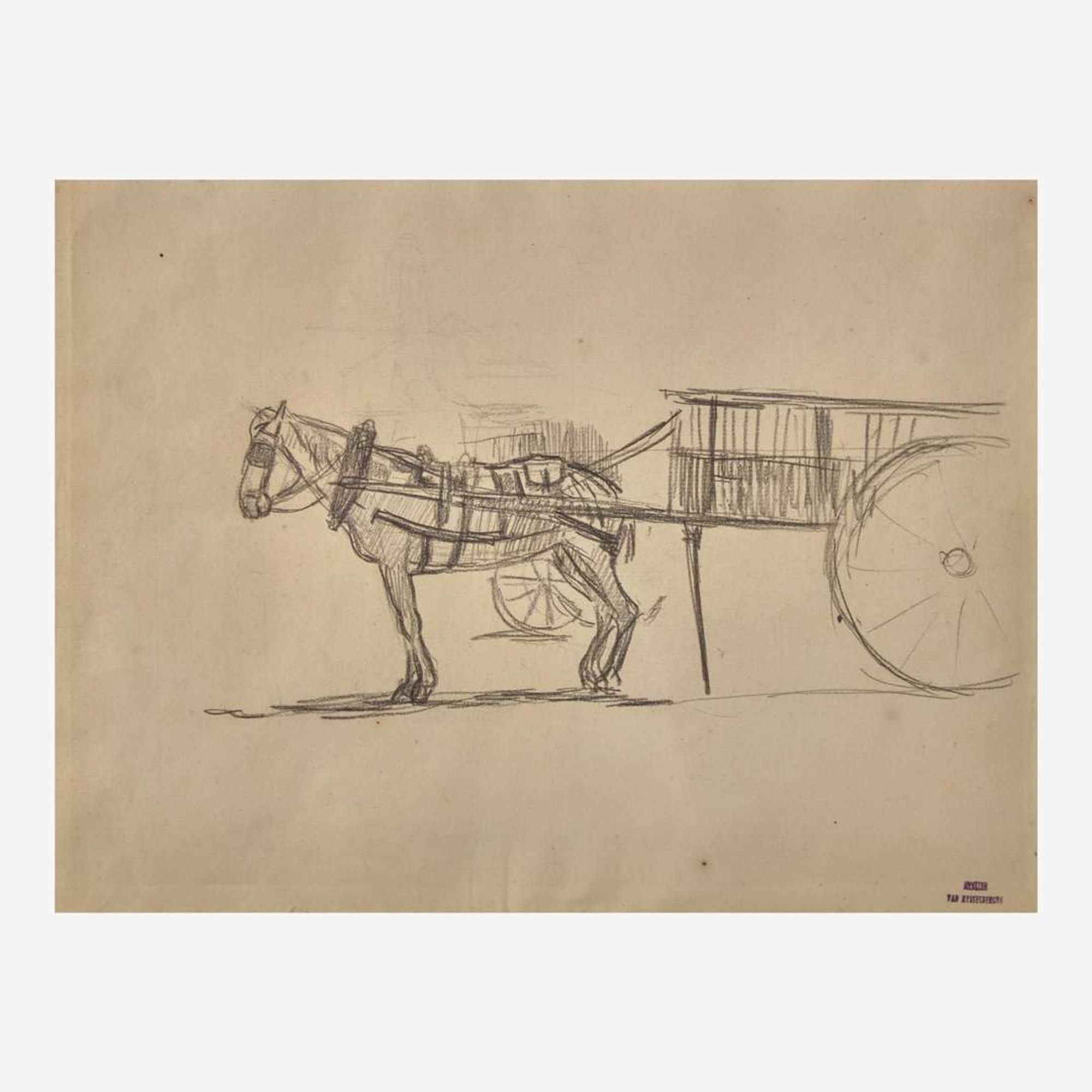 Théo van Rysselberghe (Belgian, 1862-1926) — Study of a Horse Cart