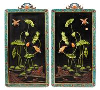 A Pair of Framed Chinese Cloisonné Panels